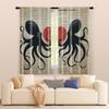 2 Pcs, Filtering Curtains (excluding Rods, Non-movable, Without Batteries) Charming Octopus Couple with Red