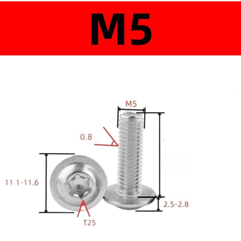 

304 нержавеющая сталь серебристо-черный винт Torx M4 M5 M6 M8 винт с шайбой Torx для мотоцикла скутера ATV мопеда пластиковая крышка 12mm