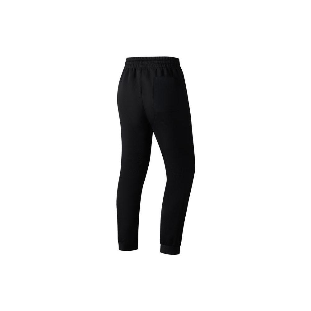 Li Ning Sports Basketball Series Solid Color Logo Embroidered Cuffed Loose Knit Sweatpants Men bottoms Black AKLT071-2