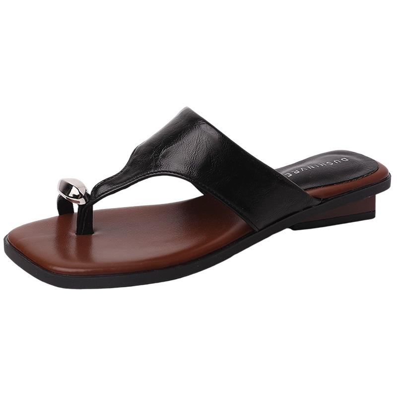 Summer thick heel set toe slope heel cool slippers women's outerwear with skirt ins beach sandals heightened platform flip-flops