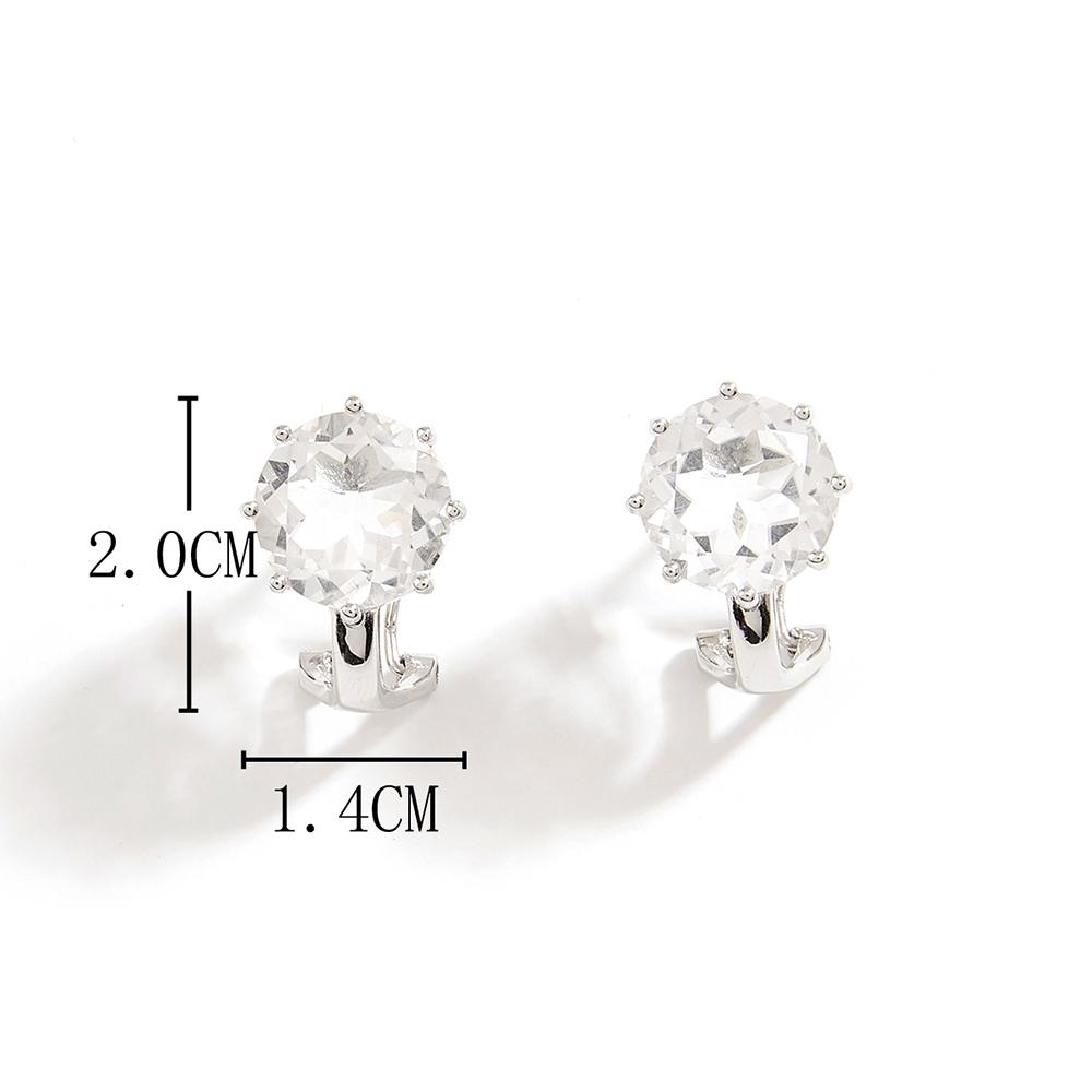 Simple Fashion Round Design Natural White Quartz Earrings New Women 925 Sterling Silver Fine Jewelry Daily Wear Gift