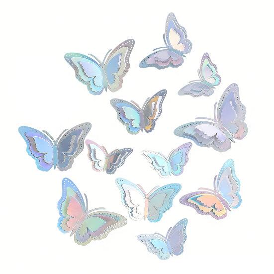 12 Pcs 3D Butterfly Wall Sticker Hollow Butterfly Removable Wall Mural Art for DIY Crafts Birthday Party Celebration