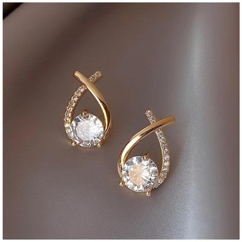 

Cross Zircon Earrings Women Exquisite Versatile Design Niche and High-end Earrings Accessories золотий