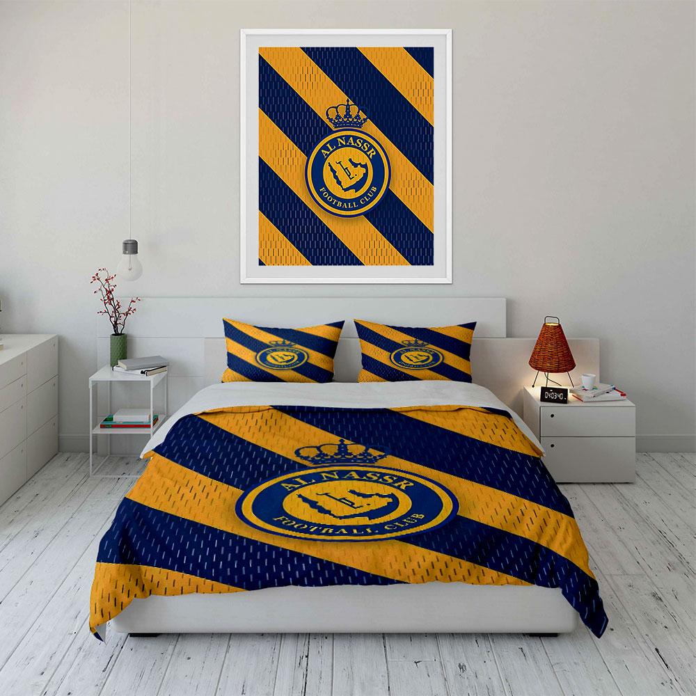 Al Nassr Fußballverein Bettwäsche-Set Bettwäsche Bettbezug-Set Bettbezug Kissenbezüge (1 * Bettbezug 2 * Kissenbezüge, ohne Bettdecke)