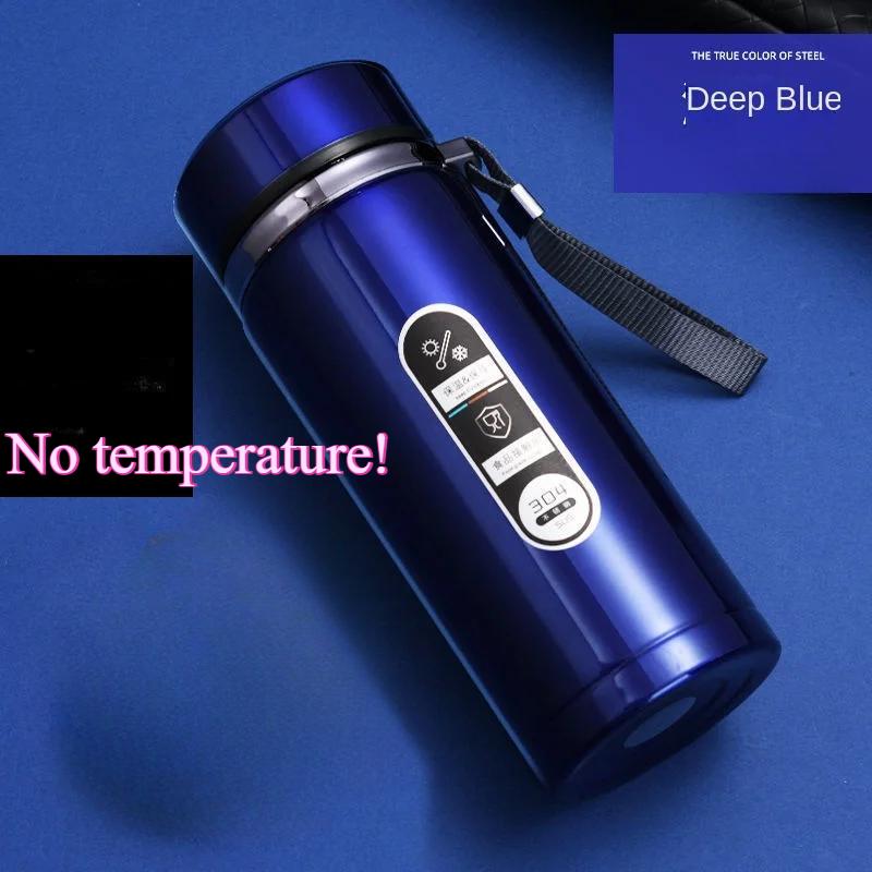 800 ml - 1 l Edelstahl-Thermosflasche 304 Teeflasche Auto-Vakuumflasche mit LED-Temperaturanzeige Tragbarer Trinkbecher 500ML Countless displays blau