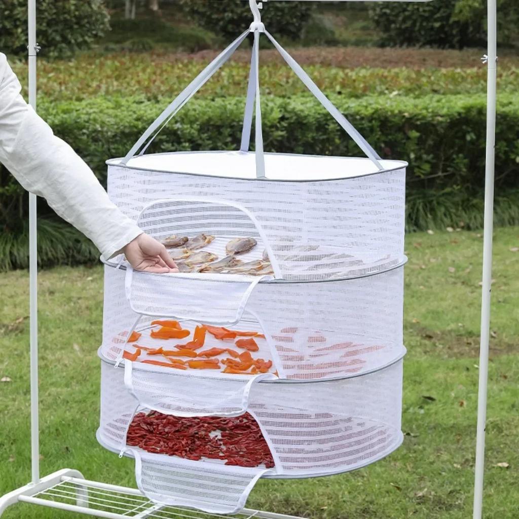 Food Drying Net Anti-mosquito Foldable Muti-layer Hanging Drying Net for Herbs Hanging Basket Dryer Bag Mesh Herb Drying Net