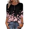 Camicie a 3/4 da Donna Camicia con Bottoni Top da Donna Mezza Abbottonatura Stampa Grafica Blusa