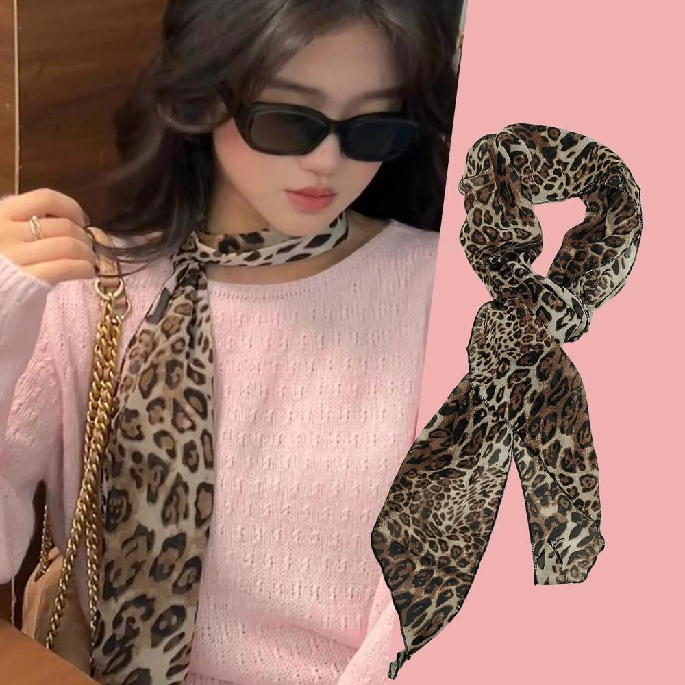 Simple and Versatile Neck Scarf Accessory Brown Polka Dot Printed Scarf