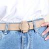 Womens Fashionforward Faux Leather Wide Belt With Elegant Smooth Buckle Design