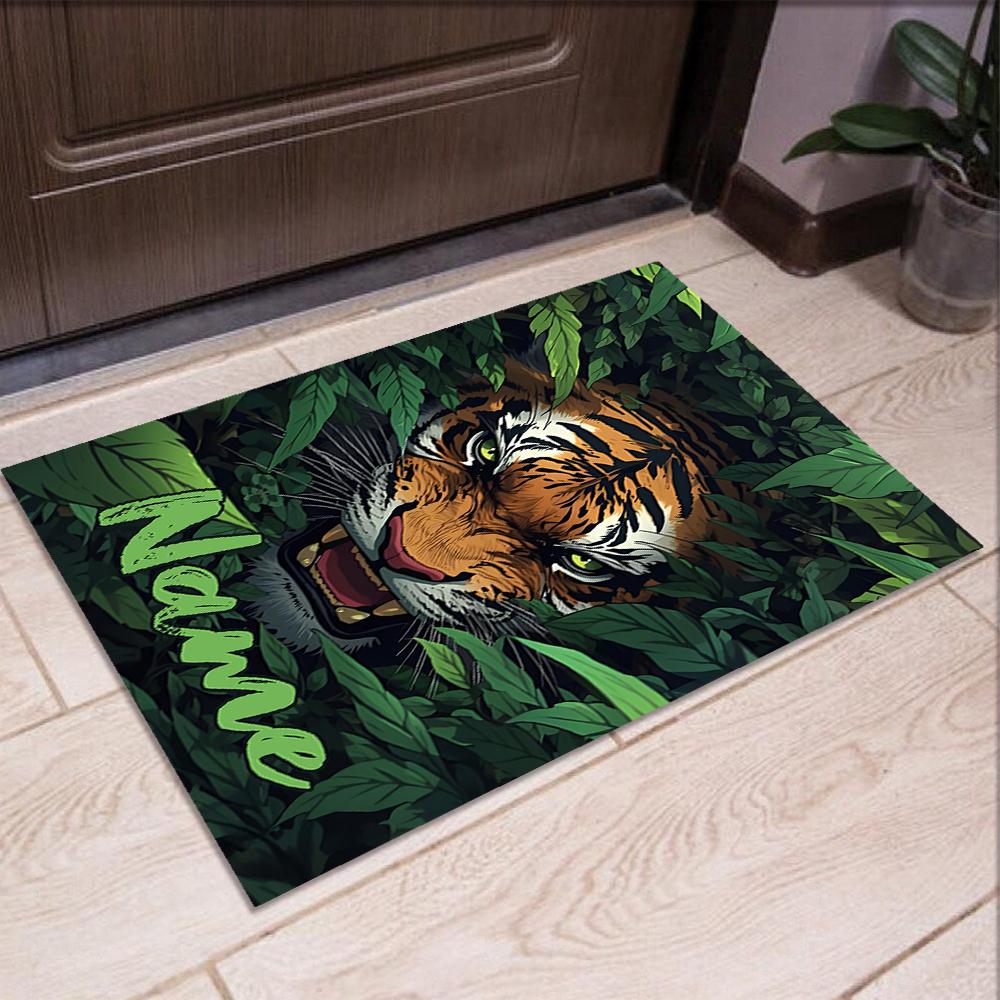 Custom Name Tiger Printed Carpet,Rug for Office Chair Living Room Bedroom Kitchen Room Decor Gifts.