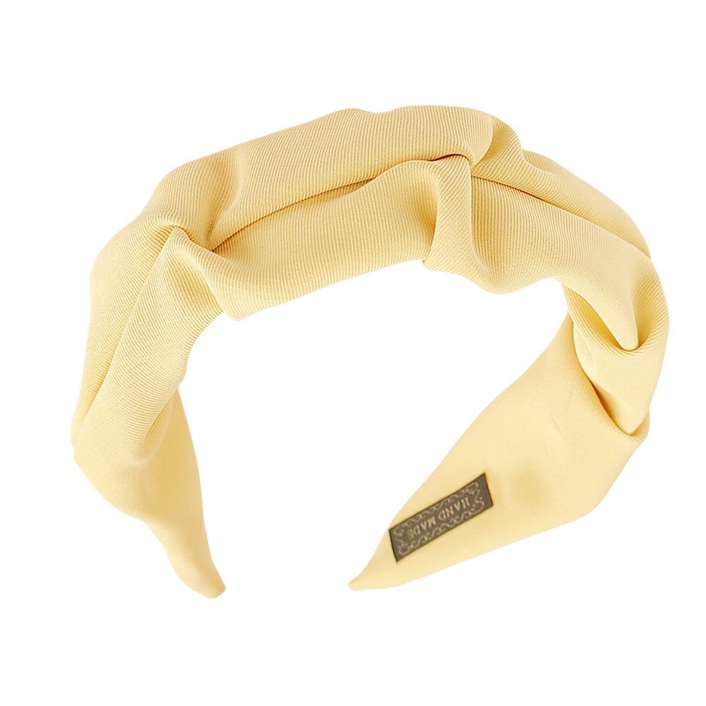 Koreansk hårtilbehør Ensfarget bomull krøllet hodebøyle for kvinner med bred ramme Makeup-hårbånd for hodeplagg for kvinner