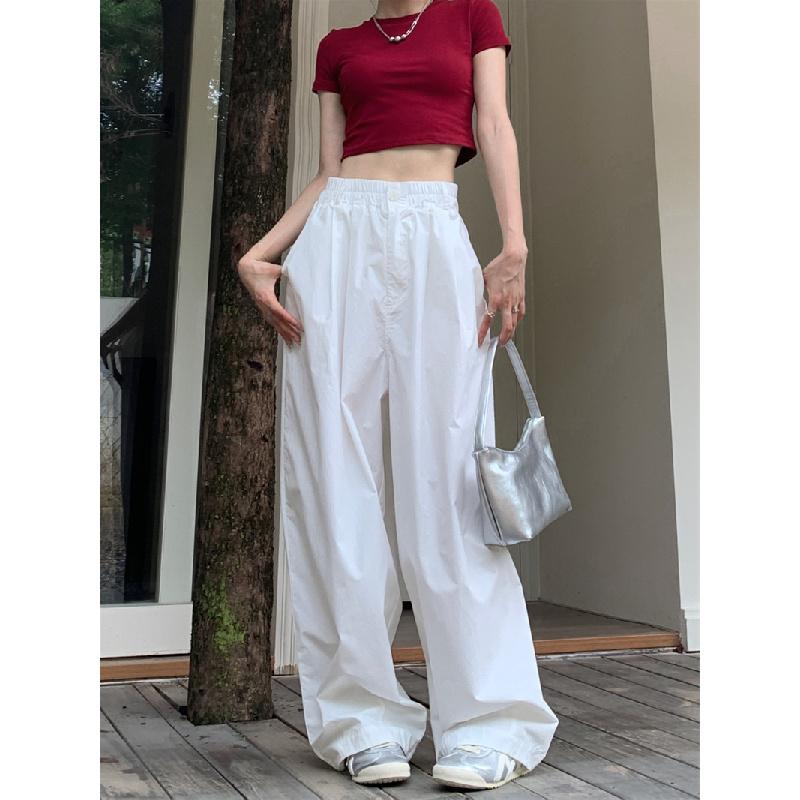 Lightweight casual pants for women, 2026 new model, high-waisted, slimming, wide-leg, loose-fitting long pants