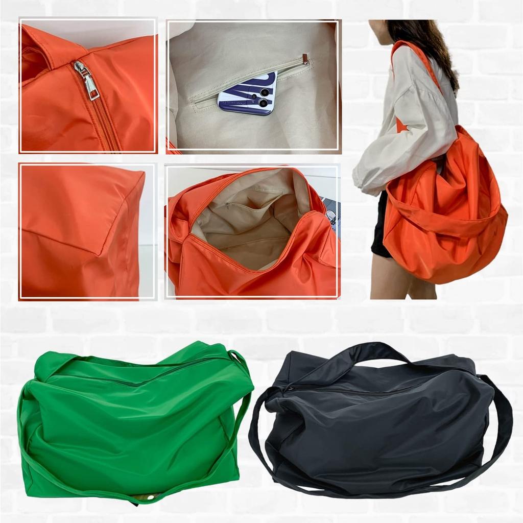 Aquamie Large Nylon Messenger Bag, Shoulder Bag, A4 Size, Horizontal (Green)