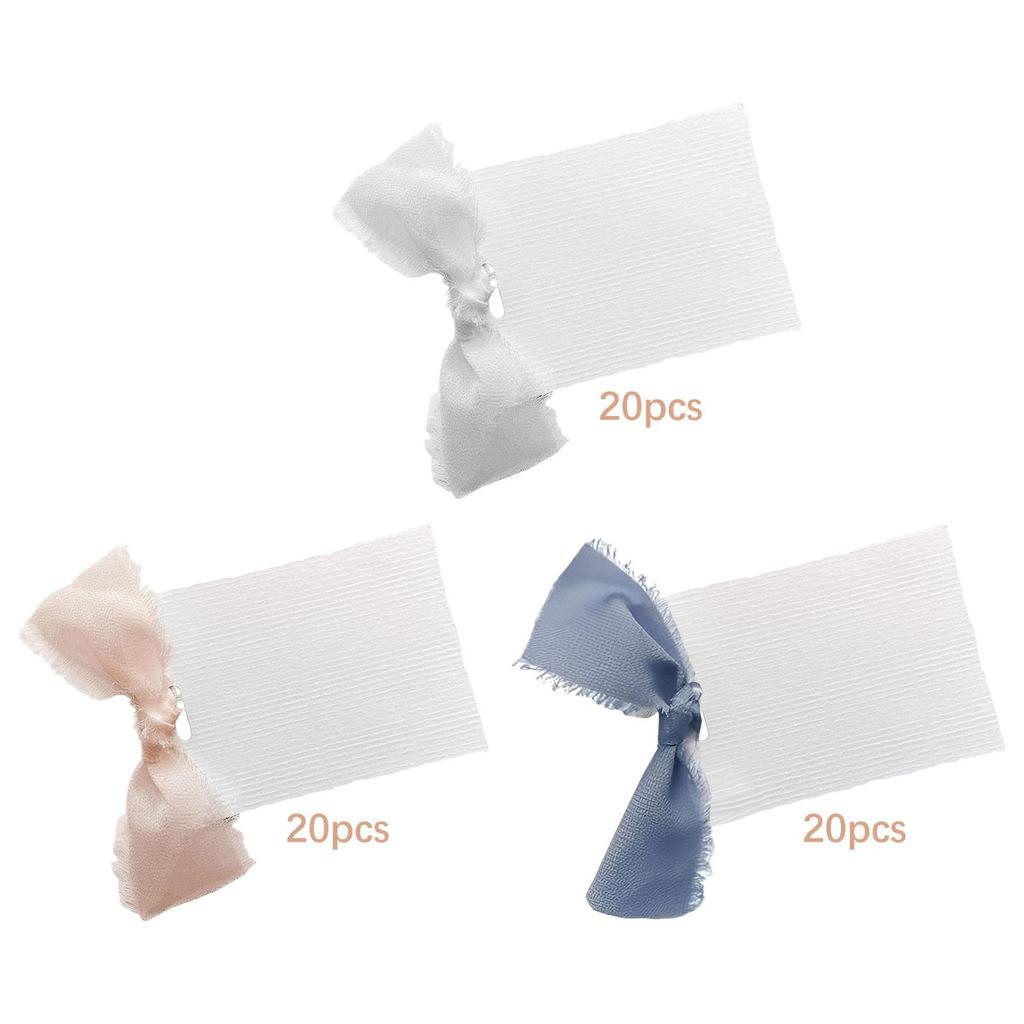 20x Blank Place Cards for Weddings,Decorative,Creative,Party,Banquet,Table Name Cards with Ribbon for Dinner Bridal Shower Table