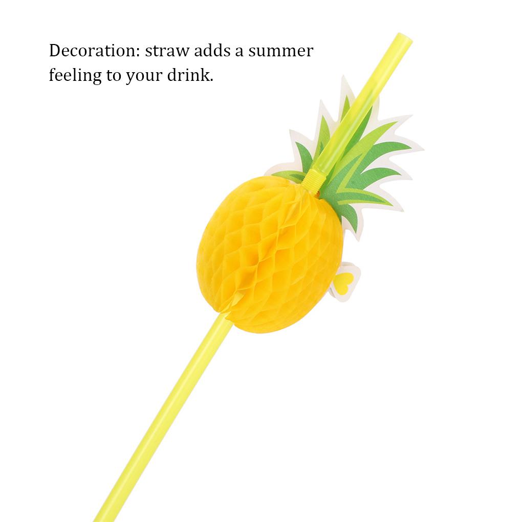 15Pcs/lots Lightweight Attractive Pineapple Straws Flexible Heating Resistance Practical Suction Tubes for Baby Decor Milk Tea