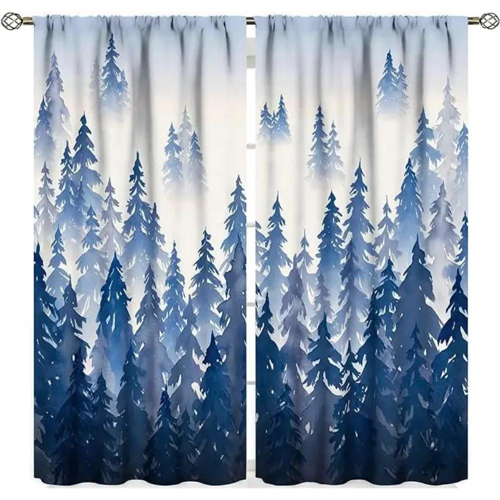 Land Wald Vorhang Wildtier Bär Hirsch Fuchs Wolf Land Bedruckter Vorhang Halbverdunkelungsvorhang Schlafzimmer Wohnzimmer 2 Paneele 100W130H(CM)40x51in&Grommet Top