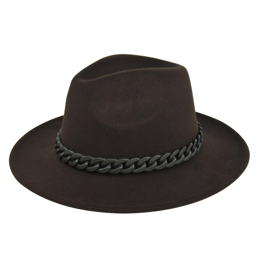 British retro jazz hat easiest for match chain hat women's large brim woolen hat felt hat imitation sheep hat flat brim hat no