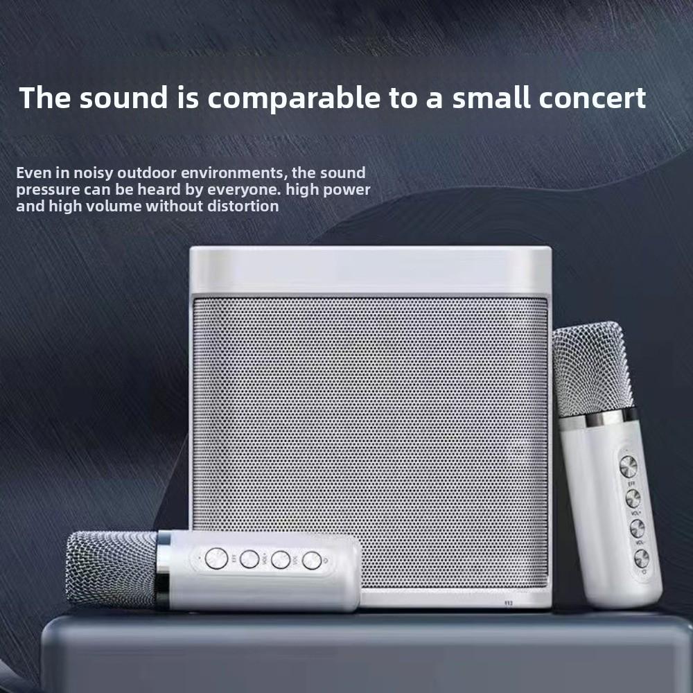 With 2 Microphones Wireless Sound Microphone Set Mini Home Karaoke Speaker Home Party