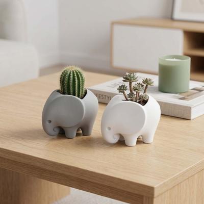 Animal Design 3D Printed Elephant Flowerpot Small Cactus Plant Holder  Living Room TV Cabinets