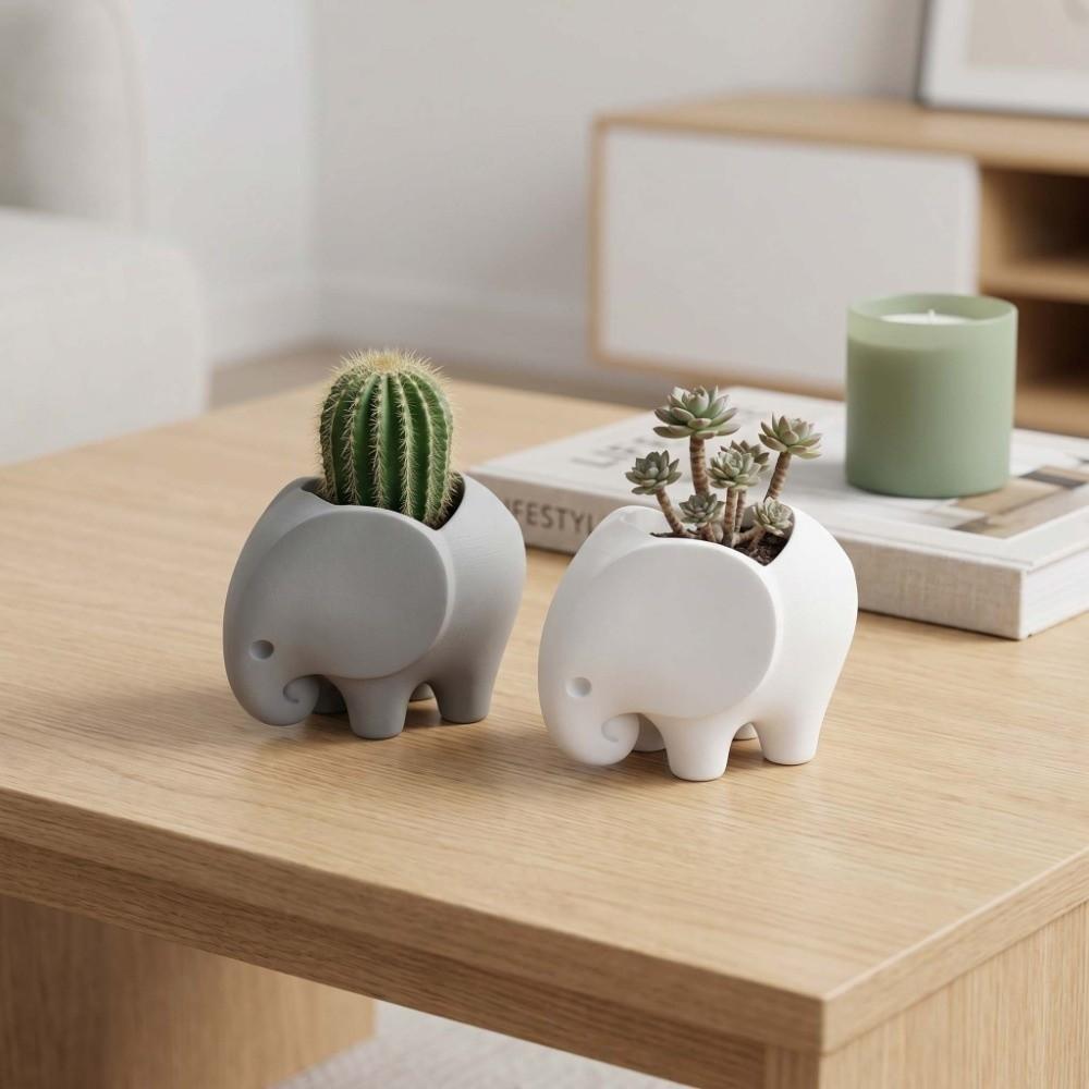 Animal Design 3D Printed Elephant Flowerpot Small Cactus Plant Holder Living Room TV Cabinets