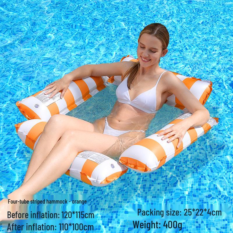 Tumbona Flotante Inflable Plegable Transfronteriza con Respaldo y Malla