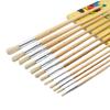 12Pcs Oil Brushes Round Head Pig Bristle Hair Acrylic Art Brushes Long Wood Rod Painting Brush Artist Supply