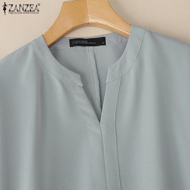 ZANZEA Women Casual V-Neck Loose Summer Short Sleeve Blouse