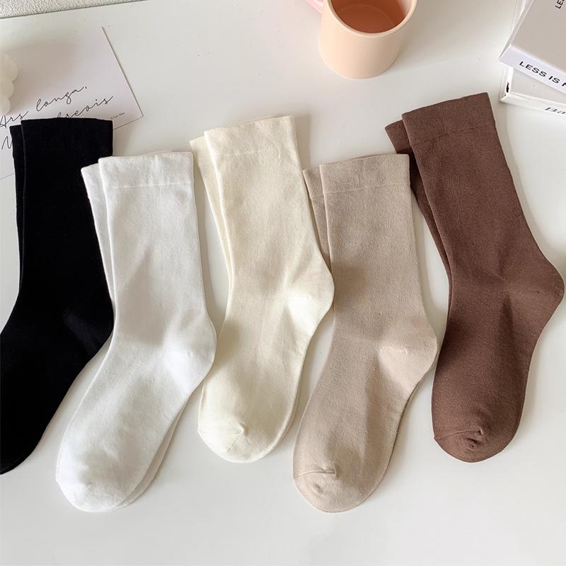 Damskie oddychające bezszwowe skarpetki bawełniane - Wiosna i jesień, styl uniwersytecki