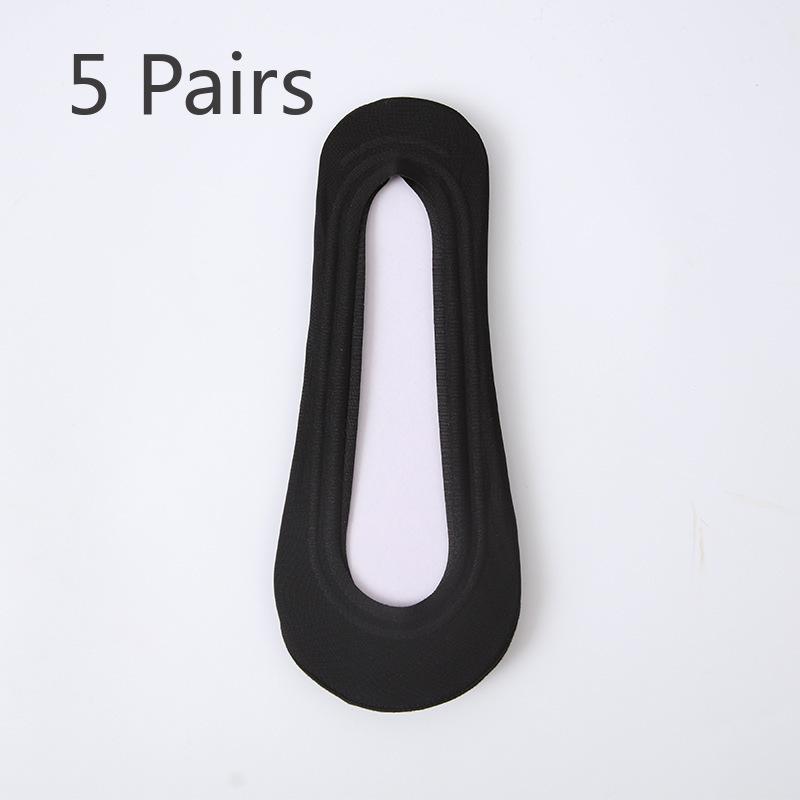 5 Pairs of Women's Summer Thin Style Ice Silk Solid Color Light Mouth Invisible Socks