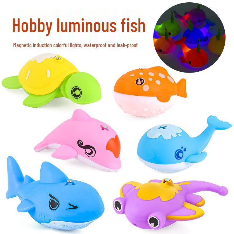 Magnetic Light-up Fishing Float & Bath Toy Set - Dolphin, Shark, Fish, Whale