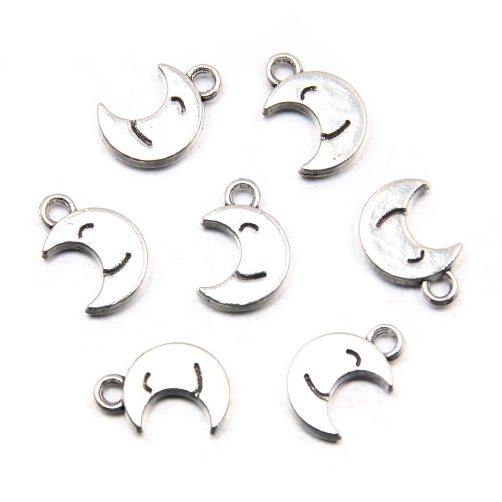 Handgefertigter Antiksilber Mondanhänger: Kreativer Natürlicher Charme Schmuck Accessoire
