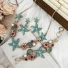 Island style beach starfish vacation four-piece set chain alloy diamond-encrusted bohemian shell jewelry
