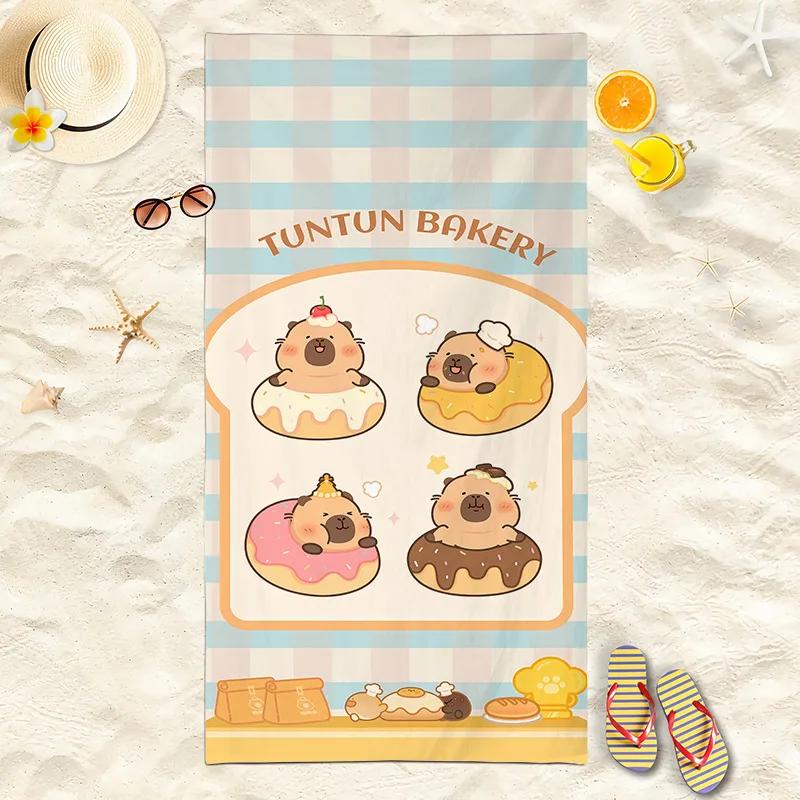 Nieuwe Capibara Strandlaken Schattige Capibara Zacht Strandlaken Microvezel Cartoon Bedrukt Handdoek Comfortabel Zacht Strandlaken