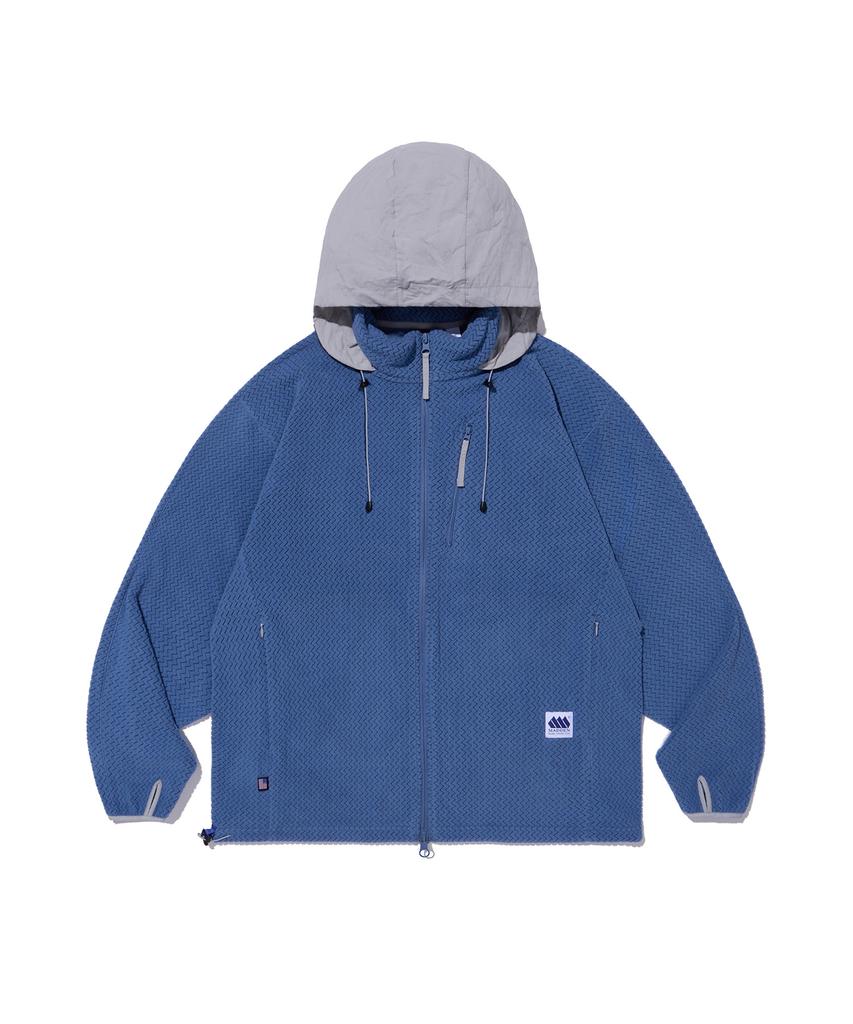 MADDEN Funny Zigzag Hidden Hooded Jacket Blue