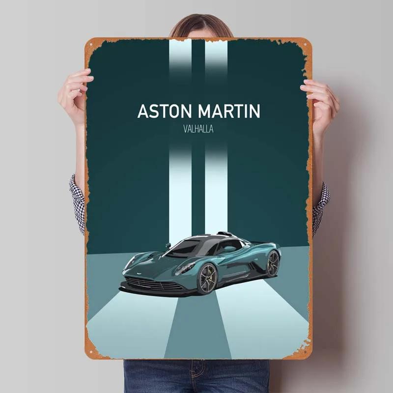 Aston Martins Tinplate Sign Classic Cars Poster Metal Wall Art Mural Retro Metal Sign Plaque for Garage Wall Art Decoration Room