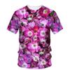 Summer Round Neck 3D Floral Plant Graphic Printed Top Fashionable Casual Short Sleeved Children's Girl T-shirts