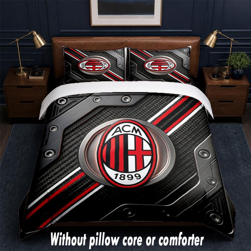 AC Milan Design Bed Bedding Set 1 Duvet Cover + 2 Pillowcases Soft Breathable Household Bed Linens