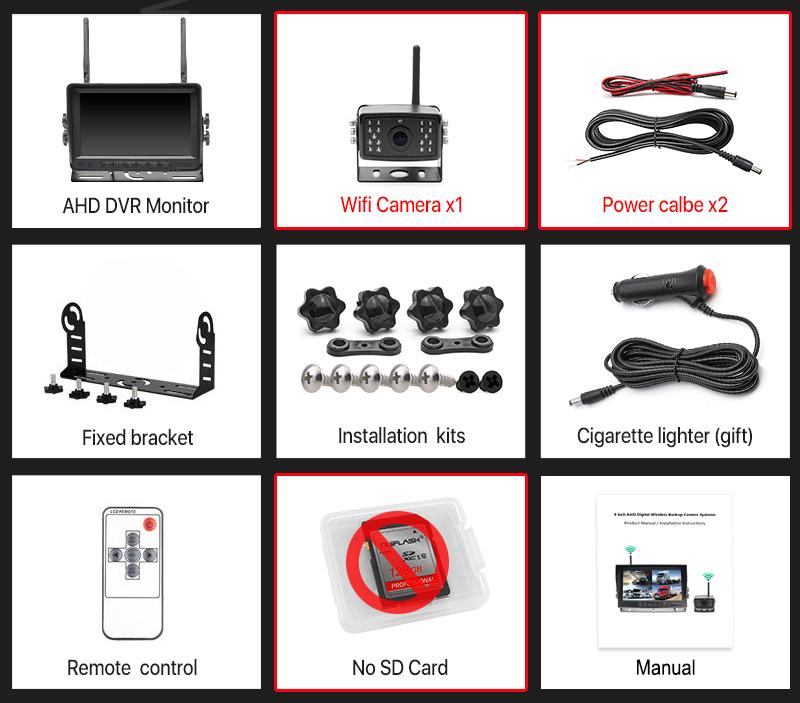 

HD 7 дюймов AHD беспроводной двойной антенны 4 канала автомобильный видеорегистратор монитор 720P автомобильный обратный резервный рекордер Wifi камера для автобуса грузовика