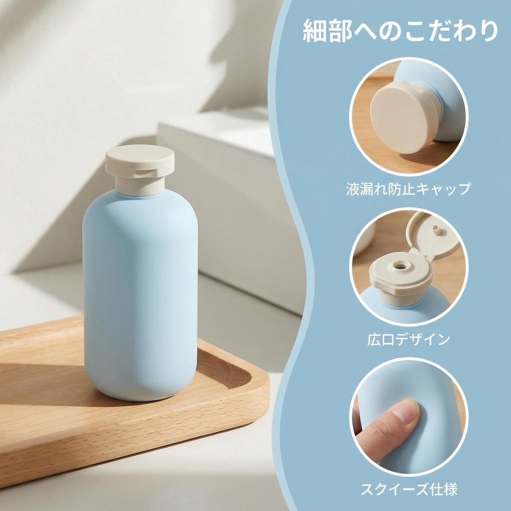 UKCOCO Travel Bottle Refillable Bottle 300ml Squeeze Container Flip Cap Shampoo Body Lotion Travel Business Trip Small Size 2-Pack (Sky Blue)