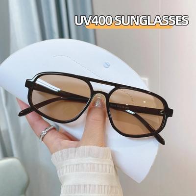 Women Retro Fashion Double Beam Sunglasses Summer Outdoor Ultraviole Proof Sun Glasses Men Shading Sunglasses Goggles