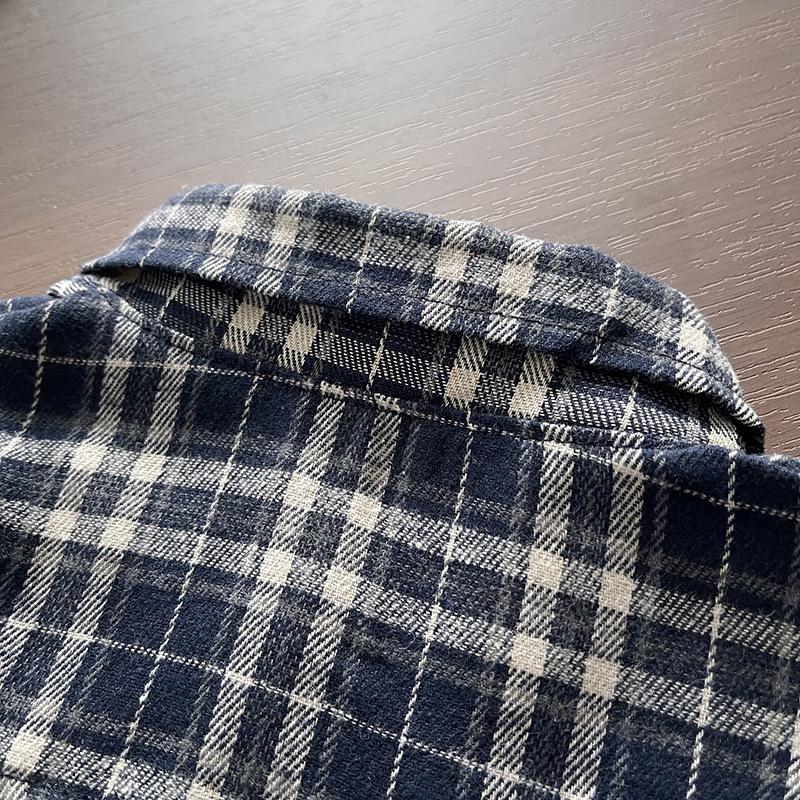 Boys' 2025 Korean Style Plaid Two-Piece Set: Long-Sleeve Casual Shirt for Kids