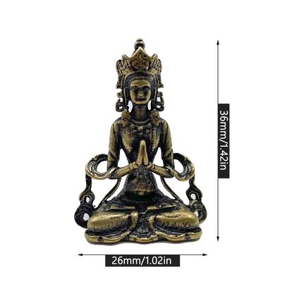 1pc Laiton Rétro Méditer Bouddhisme Zen Ornement Bouddha Ménager Salon Décoration Faite Main Statue en Cuivre Ornement Maison de Thé