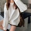 Spring Autumn New Style Loose Crew Neck Pullover Hoodie Women Oversize Unhooded Solid Color Fashion Versatile Base Shirt Top