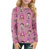 Children's Witch  Printed Long Sleeved Round Neck Top With Floral Print For Daily Casual T-shirt