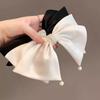 New Pearl Zircon Ribbon Bow Hair Clips For Women Fashion Elegant Ponytail Clip Solid Color Bowknot Hairpins Sweet Headwear
