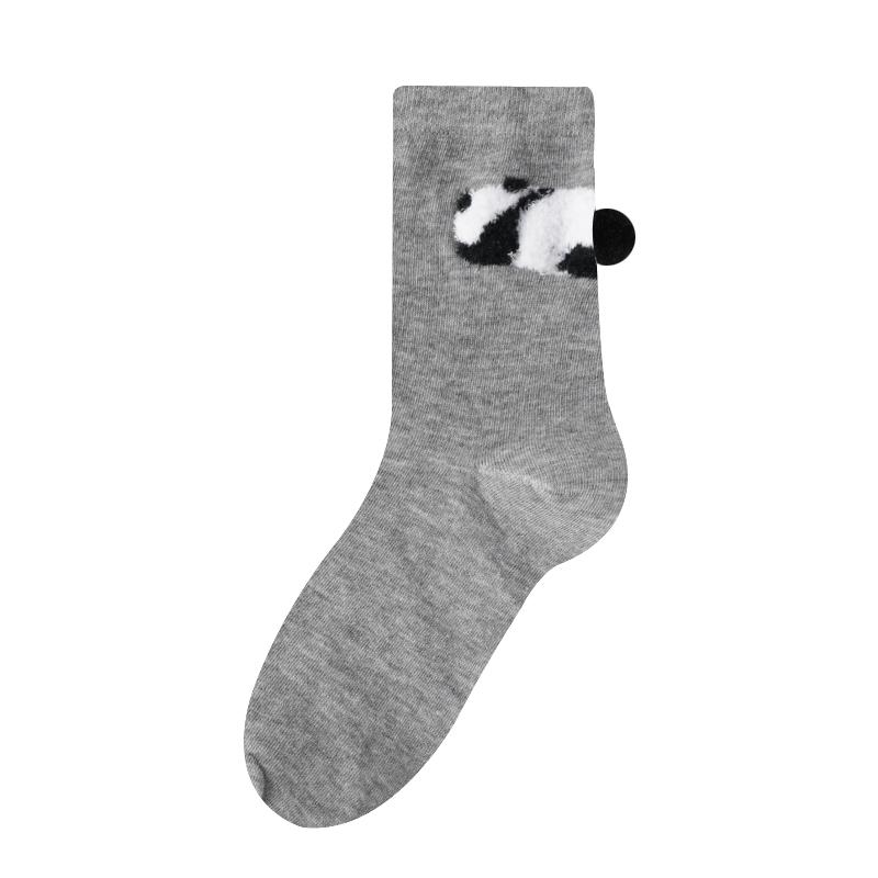 Women's Cute 3D Plush Animal Crew Socks Breathable Cotton Mid-Calf Socks Cartoon Panda Dog Bunny Cat Design Casual Socks for Daily Wear