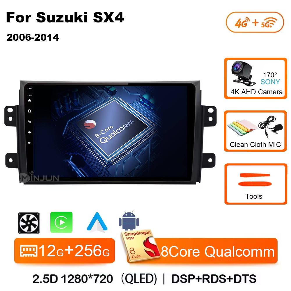 Android 14 Car Radio For Suzuki SX4 2006  2007 2008 2009 2010 - 2014 Qualcomm Wireless Carplay Auto Multimedia Player Navigation