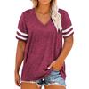 Women's Plus Size V-Neck Loose-Fit Casual Short-Sleeve Top Summer Versatile T-Shirt