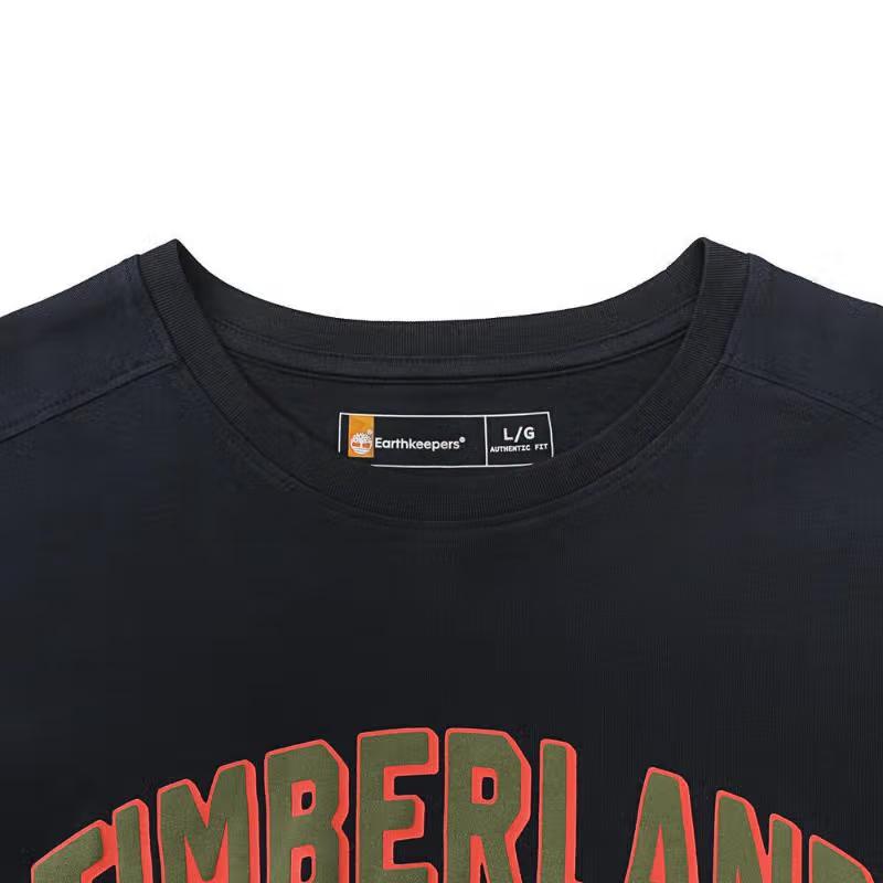 Timberland Letter Logo Printed Outdoor Casual Breathable Crew Neck Short Sleeve T-Shirt Men Tops Deep-Sapphire-Blue A42T5-433