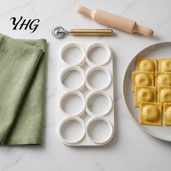 Professional Wonton Press Ravioli Maker Mold, 8-Cavity Dumpling with Zigzag Edge, PLA Food-Safe Manual Pasta Making Mold Kitchen Tool for Pie,